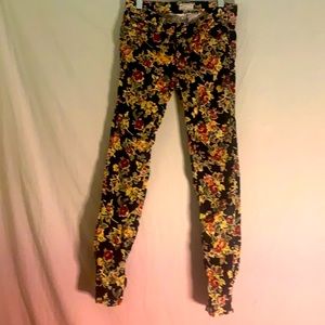 Floral print corduroy skinny’s